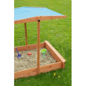 Wooden sandpit with benches and roof 120 x 120 - blue, Evistol