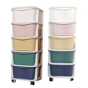 Plastic Shelf on Wheels for Children with Drawers