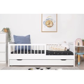 Children's bed with a barrier TEDDY - white, Ourbaby