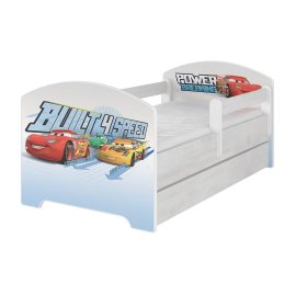 Children bed with barrier - Cars 2 - decor norwegian pine, BabyBoo, Cars