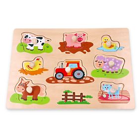 Puzzle with Handles Friends from the Farm and Tractor