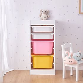 Shelf with Storage Boxes Tower - Pink / Yellow