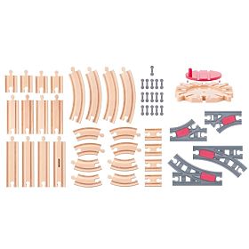 Railway Set with Turntable - Set of 50 Pieces, Woodyland Woody