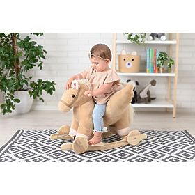 Rocking Pegasus Beige with Seat and Wheels, AdamToys