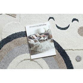 Round Carpet YOYO EY78 White/Beige - Cloud, Rainbow, Dots for Children, Textured, Sensory Fringe, F.H.Kabis