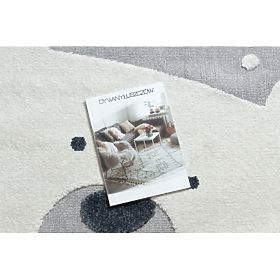 Round Carpet YOYO EY81 Gray/White - Bear, Mountains for Children, Structural, Sensory Fringes, F.H.Kabis
