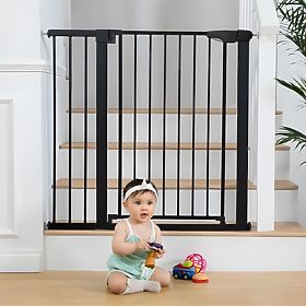 Safety Barrier 74-105 cm for Stairs and Doors, Steel, Additional Panels, Black ECOTOYS