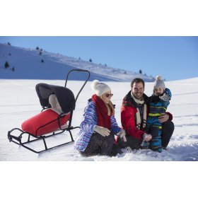 Children's sledge with backrest and fleece jacket - red, Guciopremium