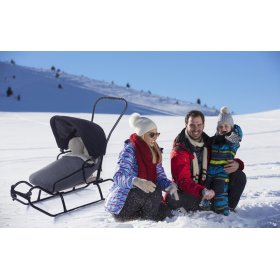 Children's sledge with backrest and fleece jacket - dark gray / melange, Guciopremium