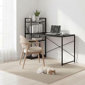School Computer Desk 120x60 cm with Shelf and 3 Shelves Black ModernHome