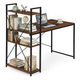 School Computer Desk 120x60 cm with Shelf and 3 Shelves Dark Walnut Loft ModernHome