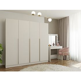 SENSO 4D WARDROBE 200 CM 4 DOORS GOLD HANDLES FOR LIVING ROOM BEDROOM CASHMERE BEIGE