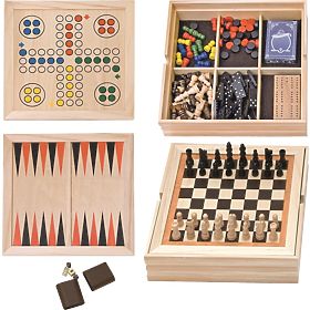 Set of Games in a Wooden Box