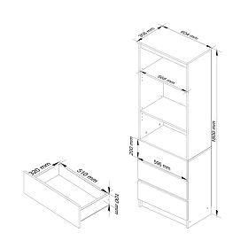 SHELF R60 3DR 2SH CLP PK WHITE