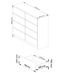 SIDEBOARD K 120 cm 8 DRAWERS PK OAK SONOMA