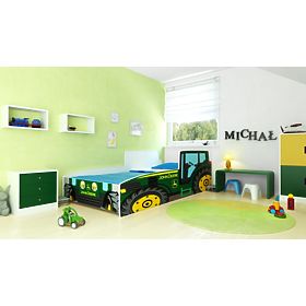Single Bed Green Tractor 140x70 with Mattress