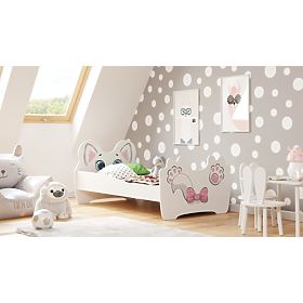 Single Bed Pink Cat 140x70 with Mattress