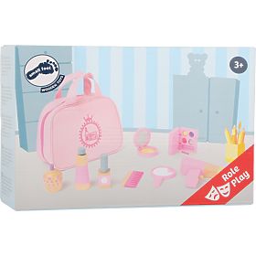 small foot Children's Pink Cosmetic Bag with Wooden Accessories