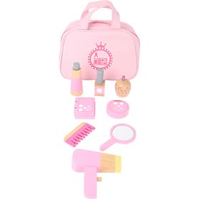 small foot Children's Pink Cosmetic Bag with Wooden Accessories