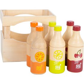 small foot Crate with 6 Beverage Bottles, small foot