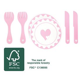 small foot Heart Plate Set with Cutlery, small foot