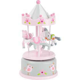 small foot Music Box Pink Carousel with Horses