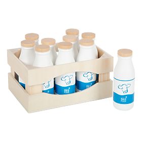 small foot Wooden Crate with Milk Bottles Fresh, small foot