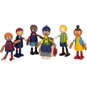 small foot Wooden Figures Family with Wheelchair, small foot