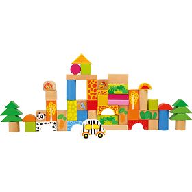small foot Wooden Zoo Building Blocks 50 pcs