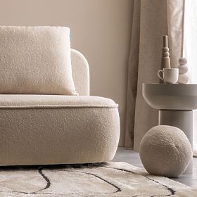 Sofa with Sleeping Function and Storage Bella Light Beige, Boucle