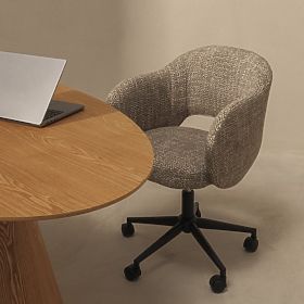 Swivel Chair Garen, Beige-Grey/Black Legs
