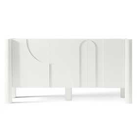 Three-Door Sideboard Lunaria with Carved Front, White