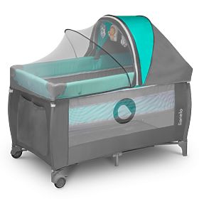 Travel cot Sven Plus - turquoise-grey, Lionelo