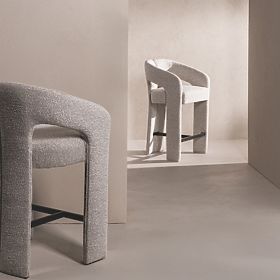 Upholstered Bar Stool Castelo Grey-Beige