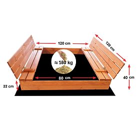Lockable Sandbox with Benches 120 x 120 - Impregnated