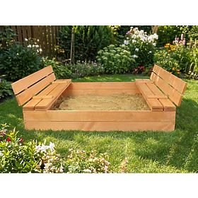 Lockable Sandbox with Benches 120 x 120 - Impregnated, Ourbaby®