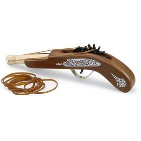 Vilac Wooden Pirate Gun with Rubber Bands and Targets