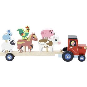 Vilac Wooden tractor with attachable animals