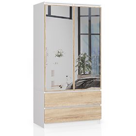WARDROBE S90 2D 2SZ 2 MIRRORS CLP PK WHITE / SONOMA