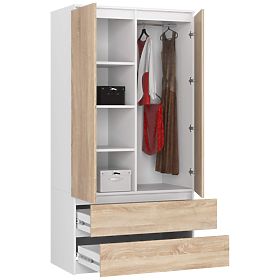 WARDROBE S90 2D 2SZ CLP PK WHITE / SONOMA