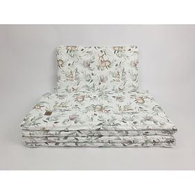 White Wicker Baby Cradle with Forest Animals Set