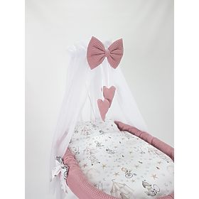 Wicker Baby Cradle with Circus Bedding Set