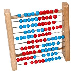 Wooden abacus in blue and red