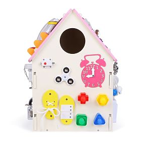 Wooden Activity Board House - Pink