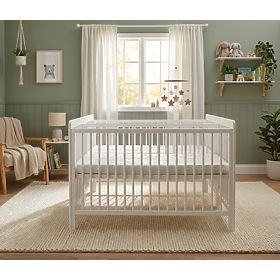 Wooden Baby Crib for Twins - White