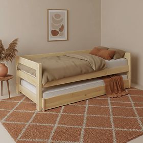 Wooden Bed with Trundle 90x200 cm - Pine