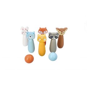 Wooden Bowling Pins Forest Animals