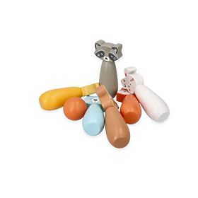 Wooden Bowling Pins Forest Animals