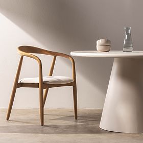 Wooden Chair Ludvika, Rounded, Natural/Cream