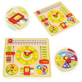 Wooden Educational Manipulative Board Calendar Clock ECOTOYS